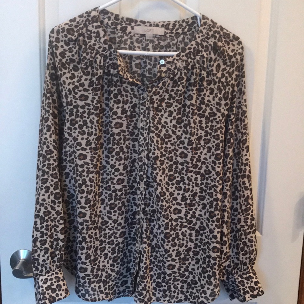 LOFT cheetah blouse medium